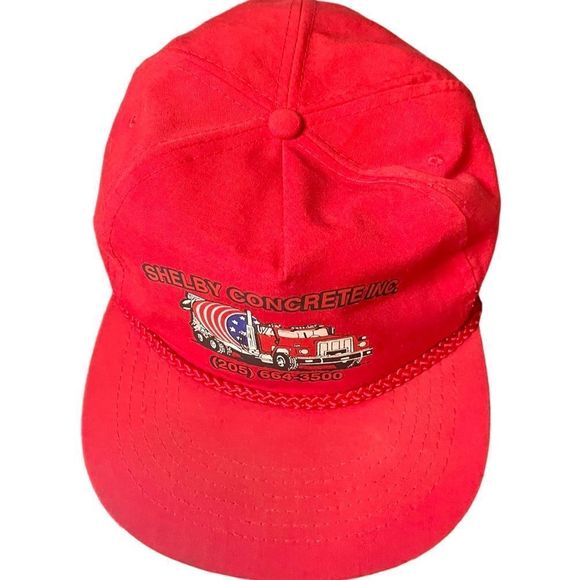 Vintage Red Rope Trucker Hat Concrete Company Cap - Picture 1 of 5